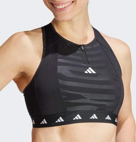 adidas Performance-Brassière de training zippée col montant Techfit PowerImpact Maintien moyen-3