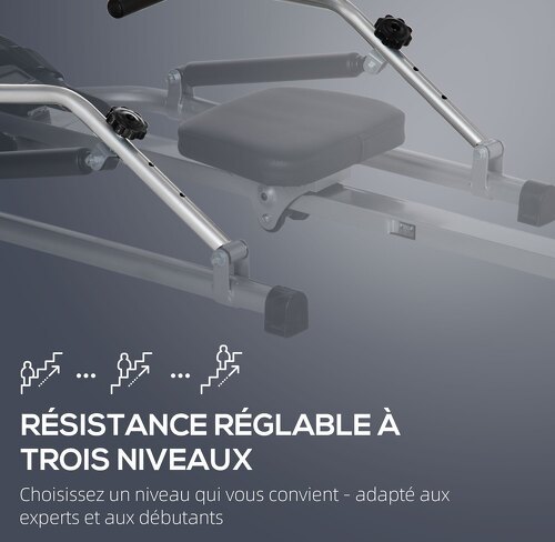 HOMCOM-Rameur D'Appartement Pliable 4 Niveaux De Résistance Écran Lcd Multifonction Acier Abs - Rameur-4