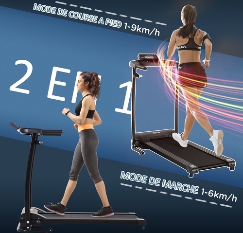 HOMCOM-Tapis électrique de course pliable 1-9 Km/h 500 W écran LCD 3 programmes noir-4