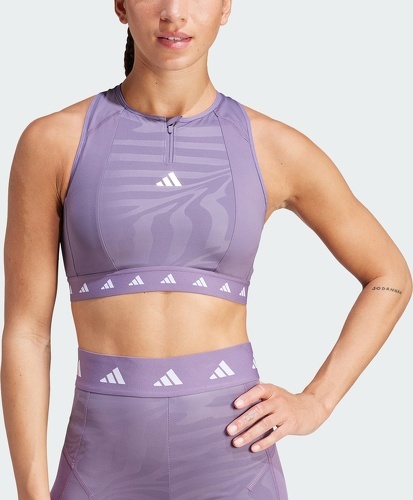 adidas Performance-Brassière de training zippée col montant Techfit PowerImpact Maintien moyen-4