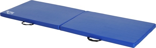 HOMCOM-Tapis de gymnastique yoga pilates fitness pliable portable grand confort 180L x 60l x 5H cm revêtement synthétique bleu-image-1
