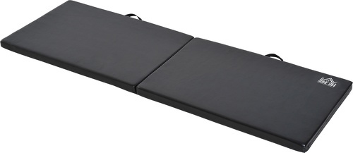 HOMCOM-Tapis de gymnastique yoga pilates fitness pliable portable grand confort 180L x 60l x 5H cm revêtement synthétique noir-image-1
