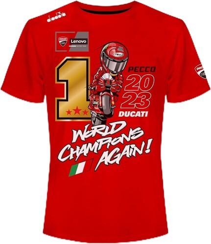 DUCATI CORSE-T-Shirt Champion du Monde de Moto GP Francesco "PECCO" Bagnaia 2023 Homme-1