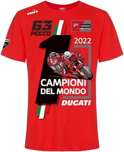 DUCATI CORSE-T-Shirt Ducati Corse Pecco Bagnaia 63 Champion Du Monde Officiel Moto Gp-1