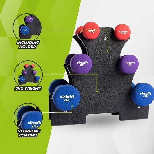 VirtuFit-Ensemble d'haltères en néoprène  - Ensemble d'haltères - Avec support-1