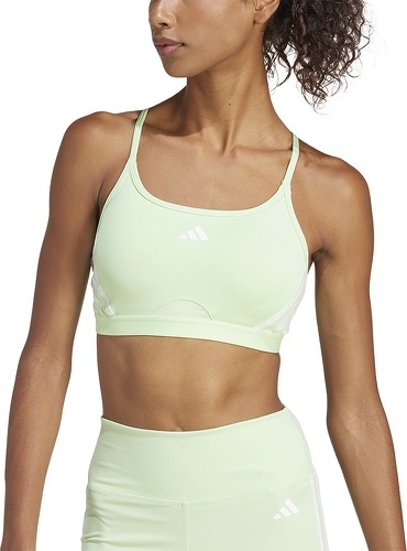 adidas Performance-Brassière de training 3 bandes maintien léger Aeroreact -3