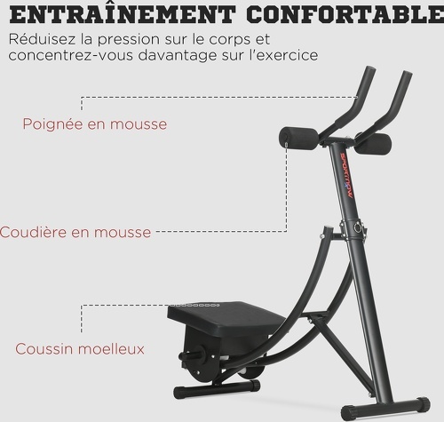 SPORTNOW-Appareil À Abdominaux Ab Crunch Trainer Fitness Pliable Charge Max. 120 Kg Dim. 105L X 45L X 110H Cm Acier Pu-4