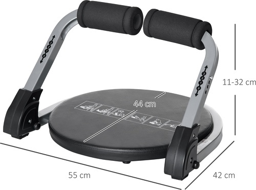 HOMCOM-Appareil À Abdominaux Crunch Musculation Compact Et Pliable 3 Niveaux De Résistance Acier Pu-2