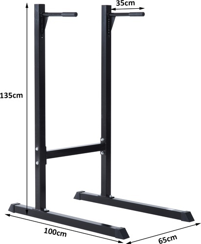 HOMCOM-Appareil abdominaux dips barres à dips Fitness poignées ergonomiques et pieds antidérapants acier noir-2