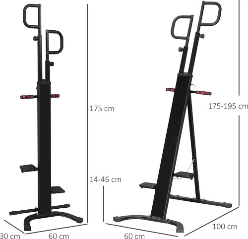 HOMCOM-Appareil De Fitness Et Musculation Pliable Ical Climber Hauteur Réglable, Écran Lcd Multifonction Acier-2