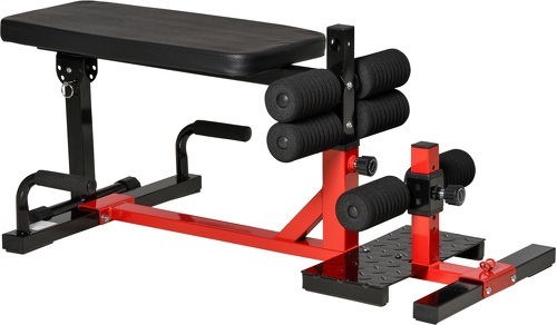 HOMCOM-Banc à squat pliable sissy squat machine à squat - appareil de musculation 3 en 1 - hauteur réglable 6 positions - acier synthétique rouge noir-image-1