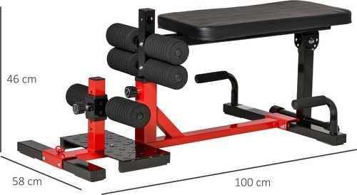 HOMCOM-Banc à squat pliable sissy squat machine à squat - appareil de musculation 3 en 1 - hauteur réglable 6 positions - acier synthétique rouge noir-2