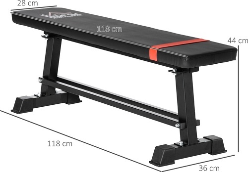 HOMCOM-Banc De Musculation À Plat Rack Haltères Intégré Piètement Antidérapant Châssis Acier Revêtement Synthétique Pu-2