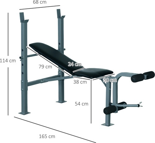 HOMCOM-Banc de musculation Fitness entrainement complet dossier réglable curler-2