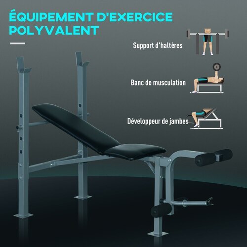 HOMCOM-Banc de musculation Fitness entrainement complet dossier réglable curler-3