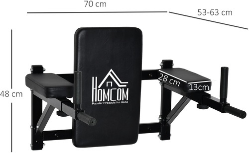 HOMCOM-Barre de traction barre de Fitness fixation murale réglable acier 70 x 48 x 53-63 cm noir-2