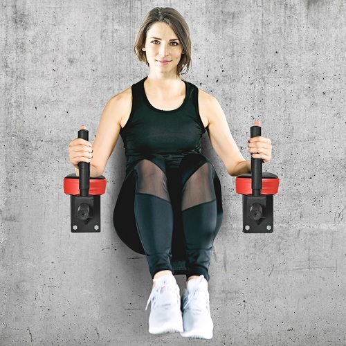 HOMCOM-Barre De Traction Murale Barre De Fitness Fixation Murale 2 Prises Possibles Charge Max. 100 Kg Acier Pu-1
