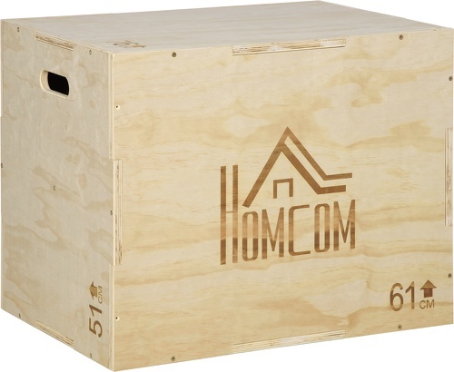 HOMCOM-Box jump crossfit - box de pliométrie - boite de saut - 3 hauteurs 51/61/76H cm - charge max. 120 Kg - bois de hêtre-image-1