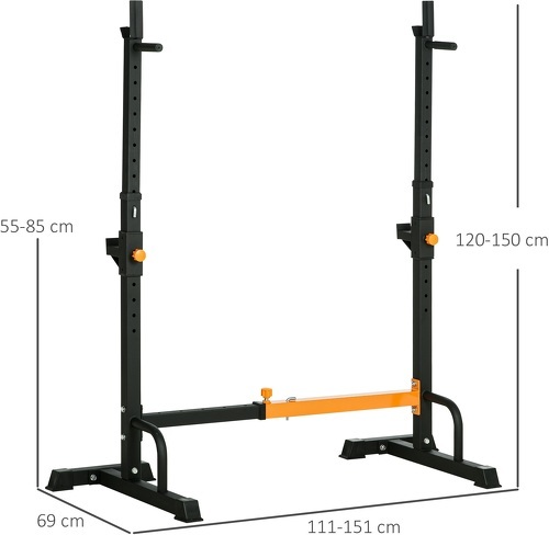 HOMCOM-Gravity Squat Rack Support Pour Haltères Longs Hauteur Et Longueur Réglable Charge Max. 150 Kg Acier Renforcé-2