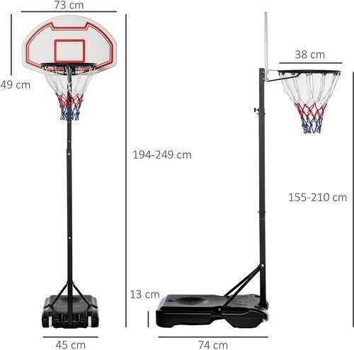 HOMCOM-Panier De Basket-Ball réglable de 1,9m à 2,5m-2