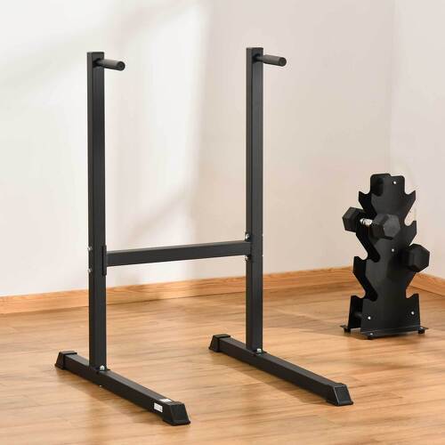 HOMCOM-Station à dips musculation fitness poignées ergonomiques et pieds antidérapants acier 104 x 70,5 x 122 cm noir-1