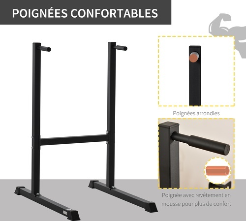 HOMCOM-Station à dips musculation fitness poignées ergonomiques et pieds antidérapants acier 104 x 70,5 x 122 cm noir-3