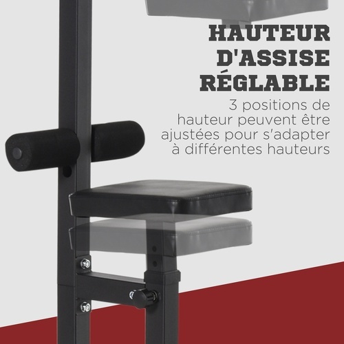 HOMCOM-Station de musculation pour tirage poitrine - lat pulldown machine avec bande de résistance - banc de musculation - acier PVC noir-4