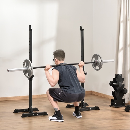 HOMCOM-Support de musculation repose haltères charge Max. 150 Kg Noir-1