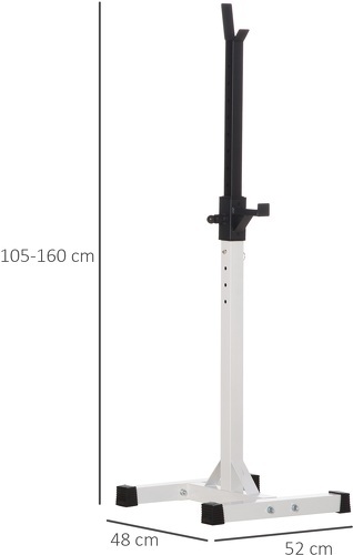 HOMCOM-Supports pour haltères repose haltères hauteur réglable charge max. 150 Kg acier blanc noir-2
