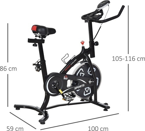 HOMCOM-Vélo d'appartement cardio vélo biking écran multifonction selle et guidon réglable noir-2