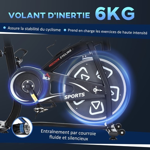 HOMCOM-Vélo d'appartement cardio vélo biking écran multifonction selle et guidon réglable noir-4