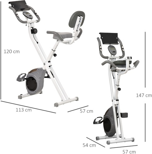 HOMCOM-Vélo d'appartement pliable dossier selle réglable poignées ergonomiques écran LCD multifonction-2