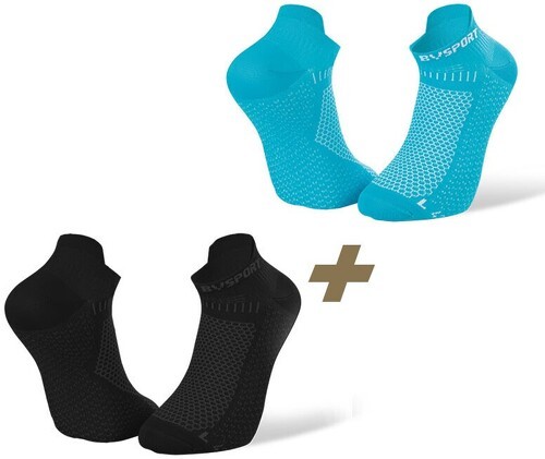 BV SPORT-Pack x2 | Socquettes ultra-courtes running Light 3D noir/bleu-image-1
