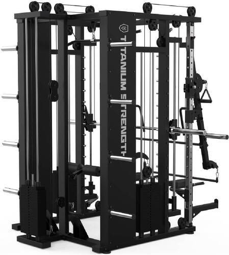 Titanium Strength-Multipower - Machine Smith avec Double Poulie + Rack + Poulie Haute et Basse + 270 kg de Plaques Incluses B300-3