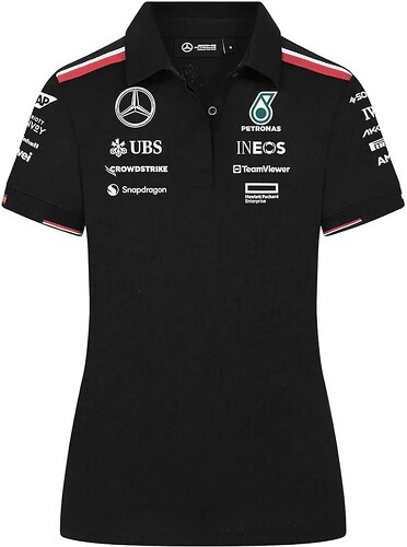 MERCEDES AMG PETRONAS MOTORSPORT-Polo Équipe Mercedes AMG Petronas Officiel Formule 1 Femme Noir-image-1