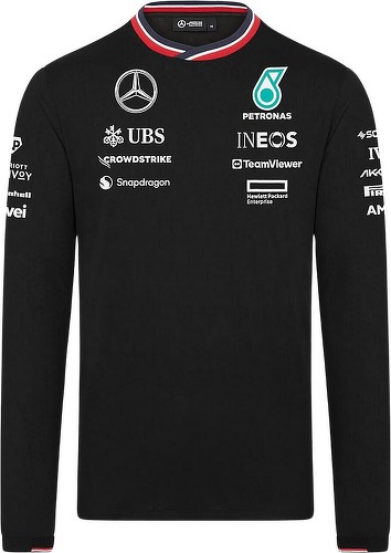MERCEDES AMG PETRONAS MOTORSPORT-T-shirt pilote à manches longues de l'équipe Mercedes AMG Petronas Officiel Formule 1 Homme Noir-image-1