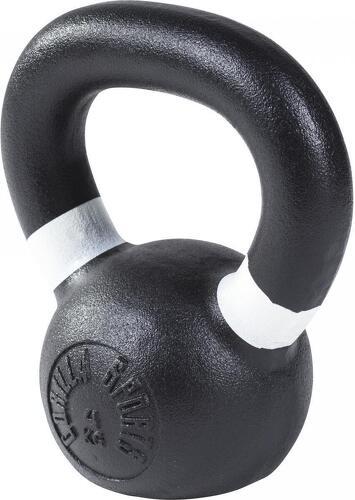 GORILLA SPORTS-Kettlebell en fonte noir avec couleur rayé poignées disponible de 4kg  à 32kg - Haltère russe-image-1