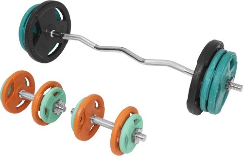 GORILLA SPORTS-Set 68kg en caoutchouc grip avec curl barre de 120cm et deux barres courtes de 35cm-4