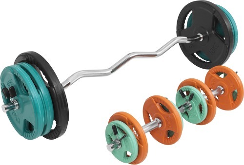 GORILLA SPORTS-Set 68kg en caoutchouc grip avec curl barre de 120cm et deux barres courtes de 35cm-4