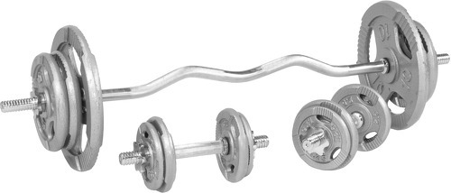 GORILLA SPORTS-Set d'haltères avec disques à poignées + barre Curl 68 Kg-0