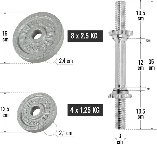 GORILLA SPORTS-Set d'haltères courts en fonte 30 Kg-3