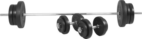 GORILLA SPORTS-Set d'haltères 70 Kg avec disques revêtement plastique + barre longue-2