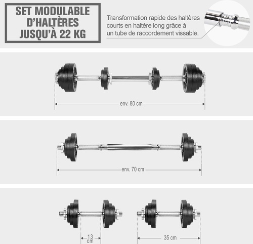 GORILLA SPORTS-Set d'haltères modulable 2 en 1 de 22 kg-1