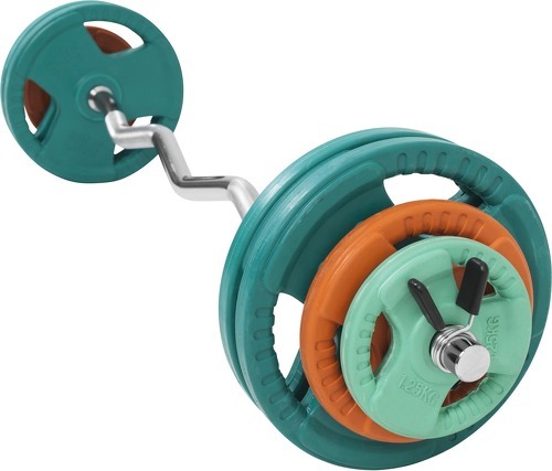 GORILLA SPORTS-Set 35kg en caoutchouc grip avec barre curl de 120cm-2