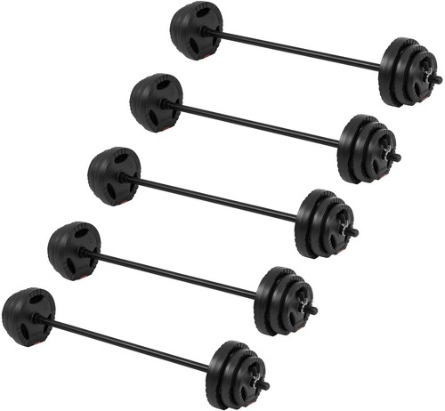 GORILLA SPORTS-Lots de 5 haltères aérobic de 20 KG (avec disques plastique Grip)-0