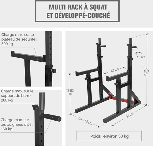 GORILLA SPORTS-Pack haltérophile avec haltère long et rack à squat 170 kg-4