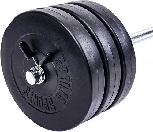 GORILLA SPORTS-Set d'haltère de 38 KG (avec barre longue de 120 cm et disques plastique)-2