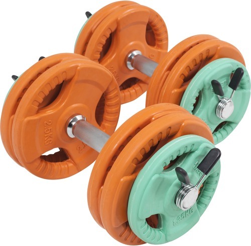 GORILLA SPORTS-Set d'haltères courts 30 KG avec poids revêtement caoutchouc + stop-disques-2