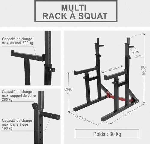 GORILLA SPORTS-Squat rack avec barre longue 170cm (30mm) et 30kg de poids 31mm-1