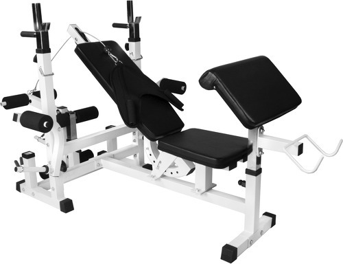 GORILLA SPORTS-GS005 et set haltères disques plastiques barres 97,5kg - Banc de musculation-1